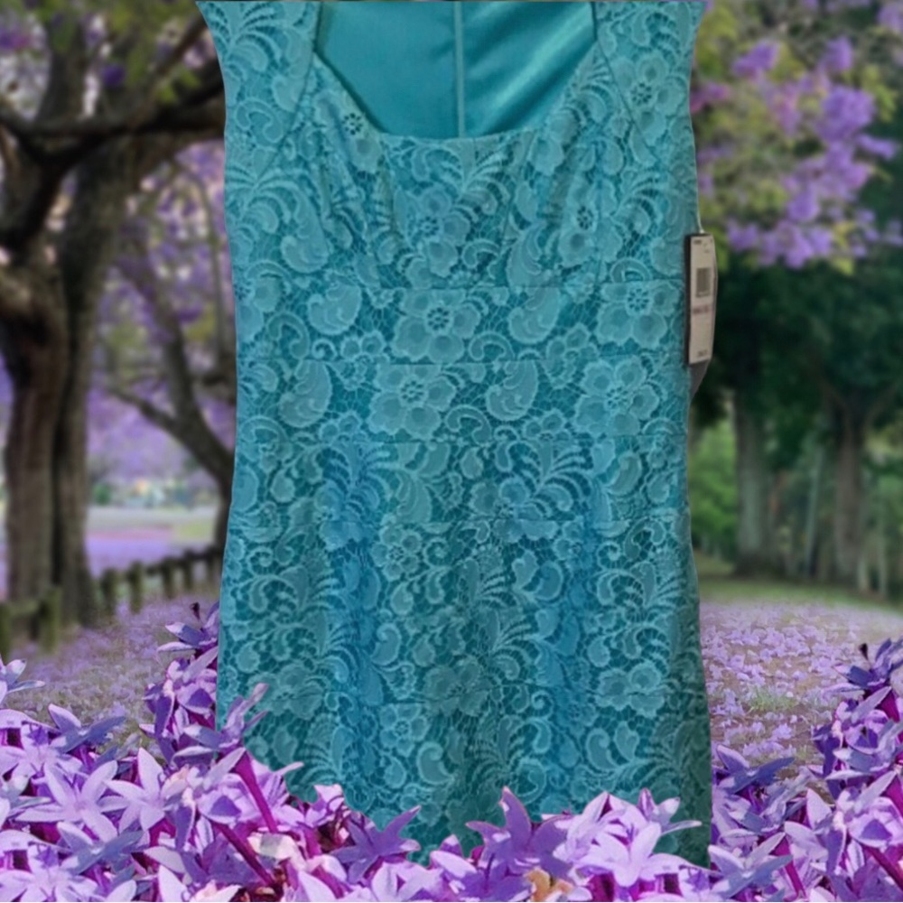 NWT ~JAX Teal Knee Length Cap Sleeve Cocktail Dress